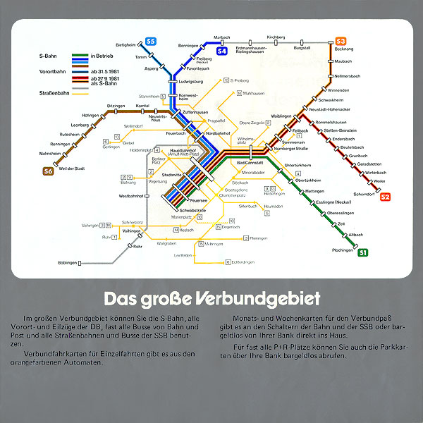 VVS-Schnellbahnnetz ab dem 27. September 1980