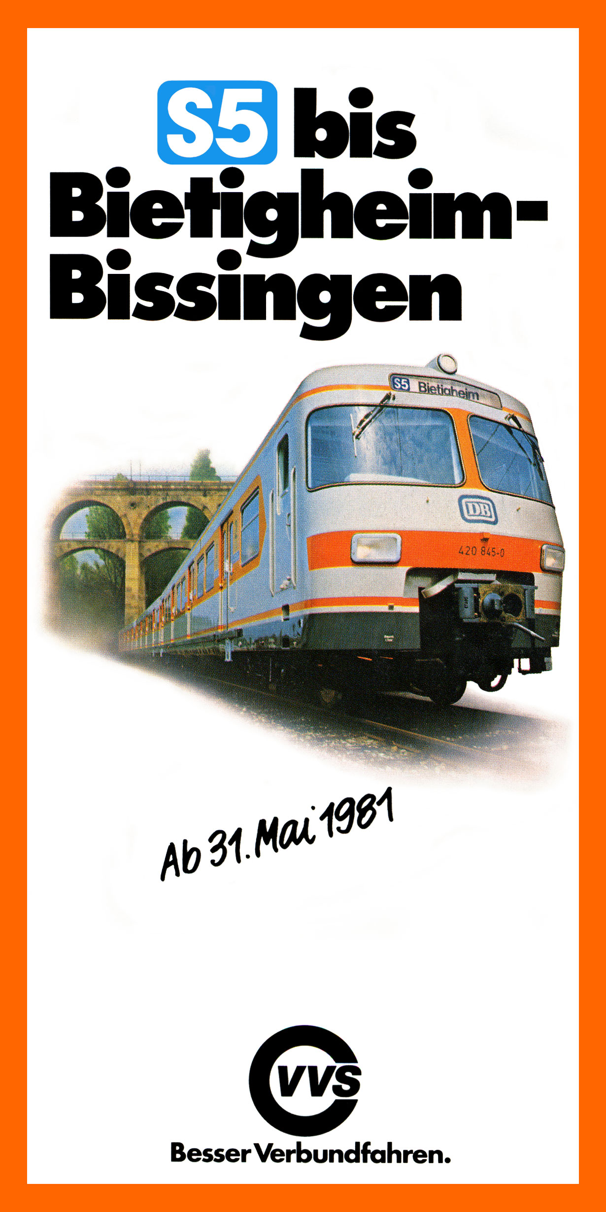 VVS-Flyer zur Eröffnung der S5 nach Bietigheim-Bissingen am 31.05.1981